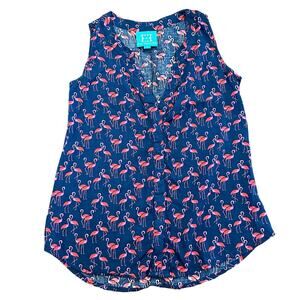 Escapada Womens navy button down tank link flamingo Size Small